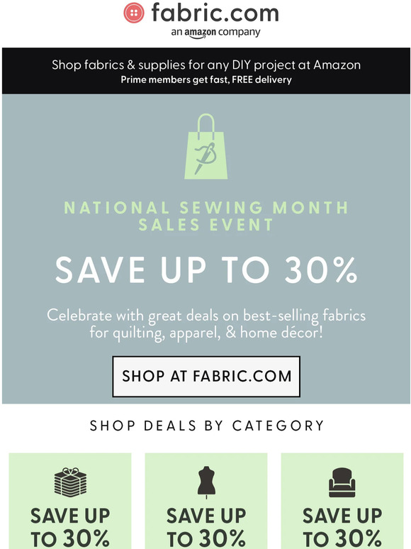 🙌 Celebrate National Sewing Month with up to 30% off Select Fabrics 🙌