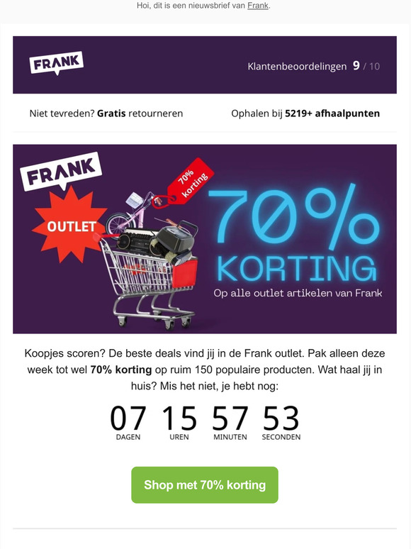 Tijdelijk t/m 70% korting