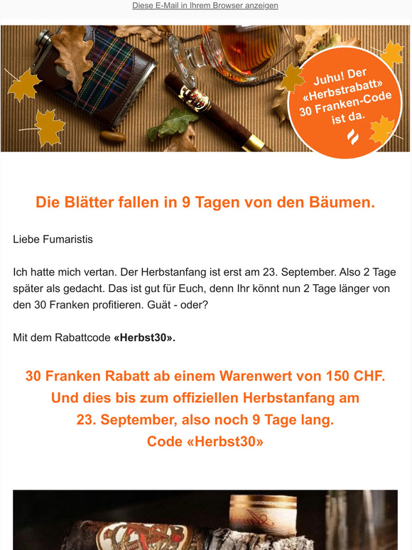 Fumar.ch – Die Blätter fallen in 9 Tagen von den Bäumen.