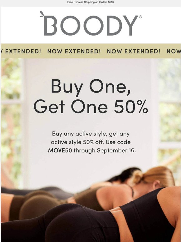 LAST CHANCE:  Buy One, Get One 50% Off Leggings & Activewear Ends Friday