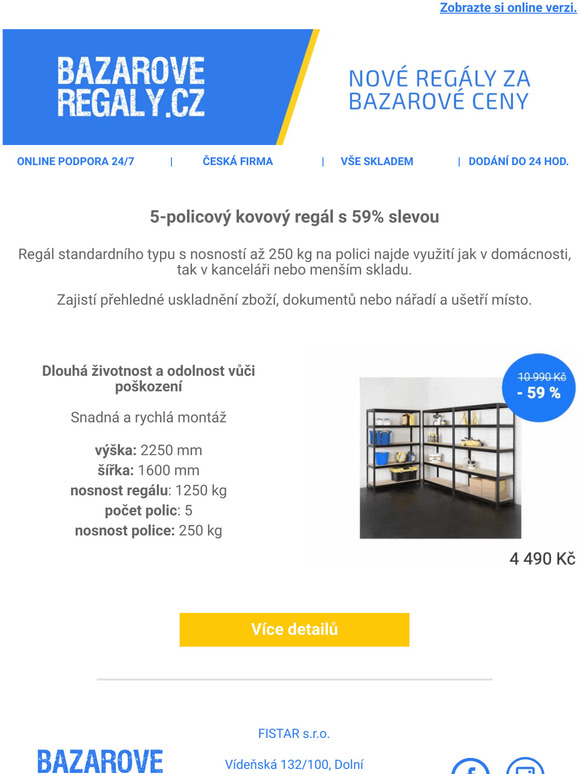 TOP novinka - regál s nosností až 1250 kg