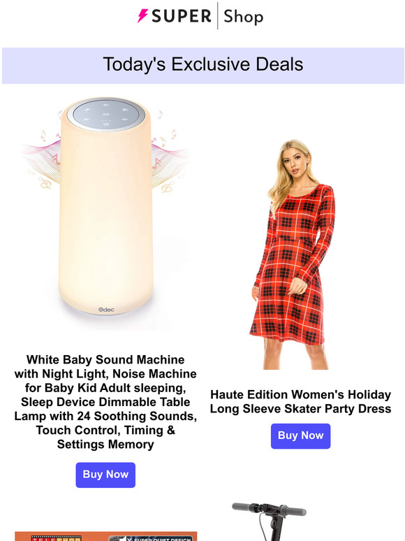 Today's Exclusive: $22.99 Noise Machine for Baby | $22.99 Women's Holiday Long Sleeve Skater Party Dress | $33.99 Insta Room Heater | $919.00 Segway Electric Kick Scooter & More!