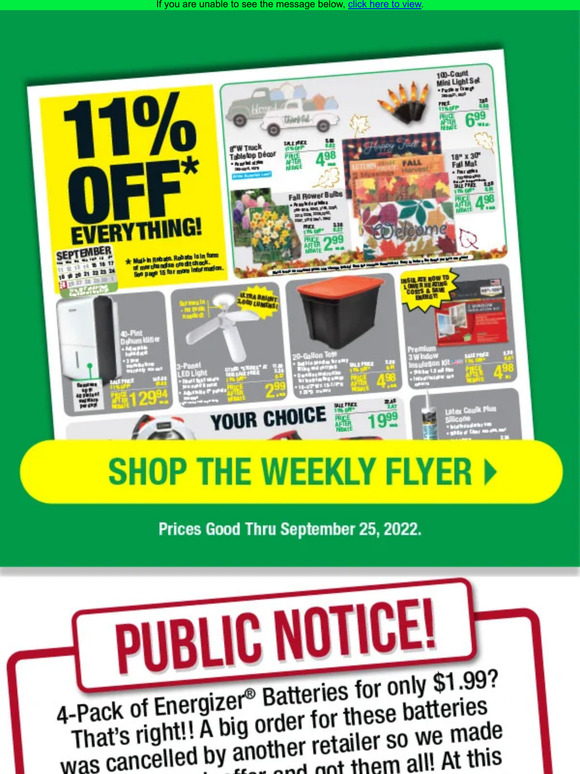 Menards 4Pack Energizer® Batteries for 1.99 and a NEW Flyer! Milled