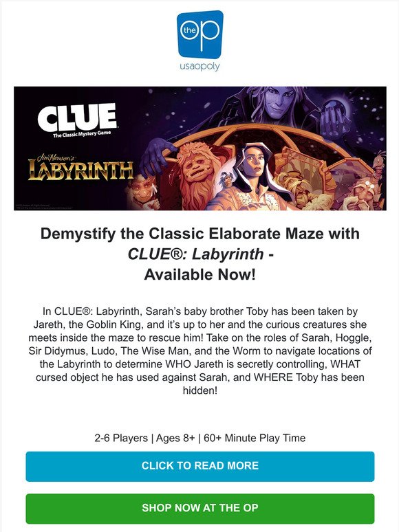Experience a Maze of Mysteries to Solve in CLUE®: Labyrinth –  Available Now!