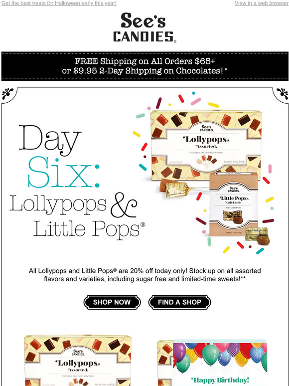 See's Candies, Inc. 🎁 Deal of the Day Lollypops & Little Pops® Milled