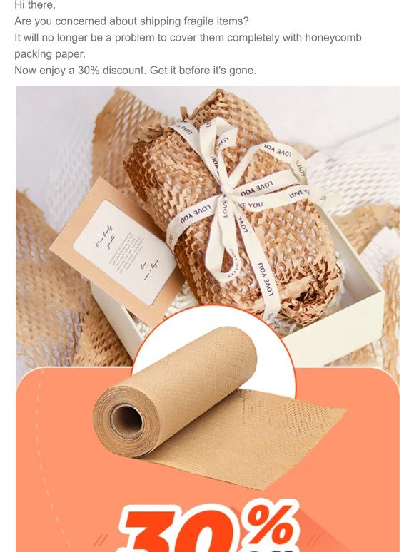 30% OFF on Honeycomb Packing Paper
