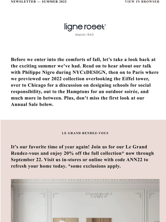 Ligne Roset Summer Newsletter