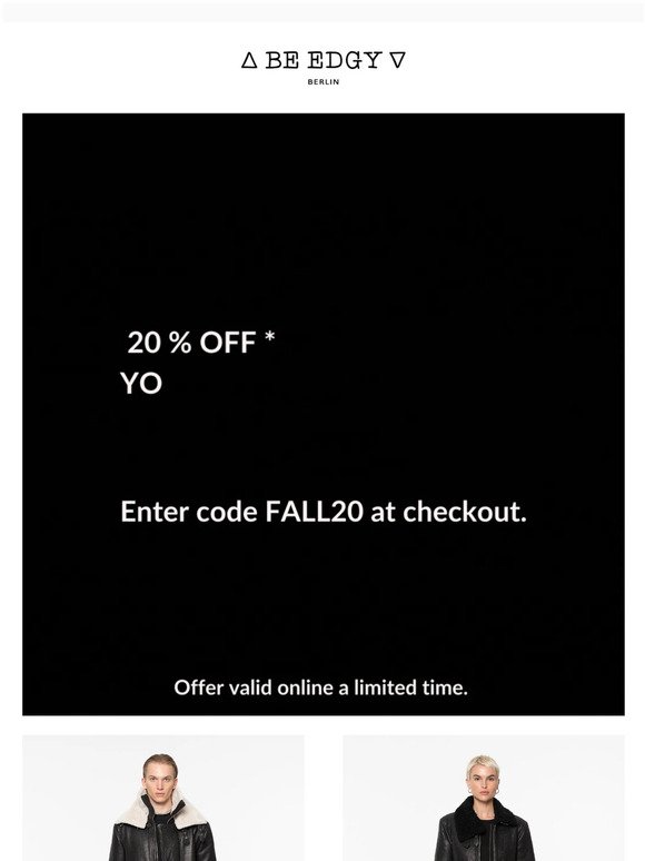 20% OFF YOUR NEXT PURCHASE | YOUR CODE