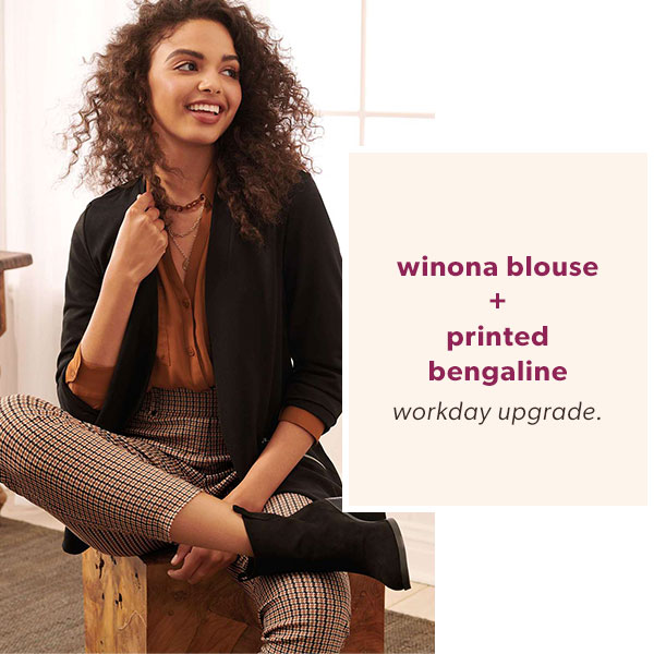 Winona blouse + printed bengaline workday upgrade.