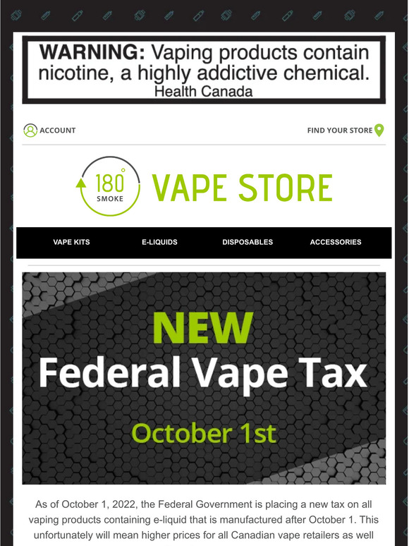 [NOTICE] New Vape Tax – October 1 🏛️