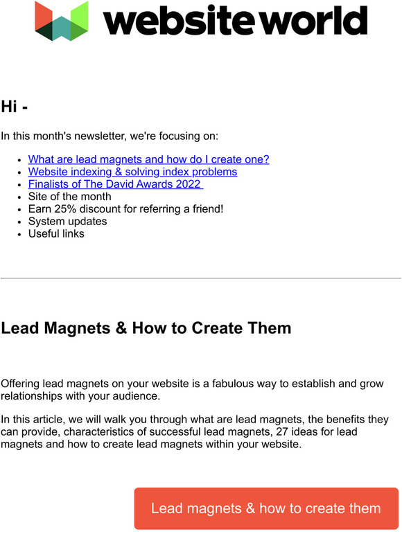 Create a Lead Magnet | September News