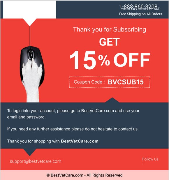 Your Instant Discount Coupon: BestVetCare.com