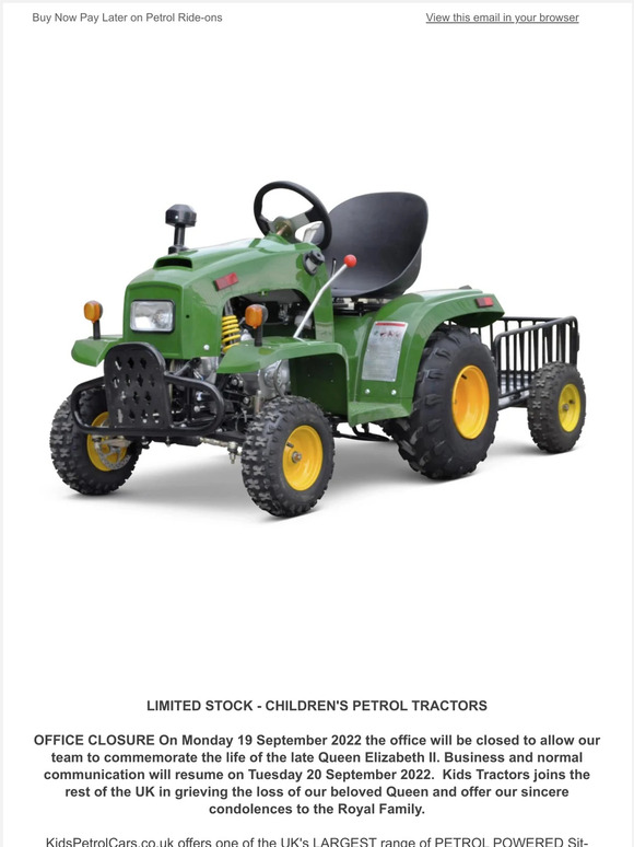 Children's petrol tractors new arrivals