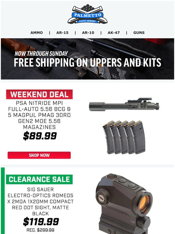 Palmetto State Armory Last Chance For Free Shipping On Uppers, Rifle Kits, & Pistol Kits! Milled