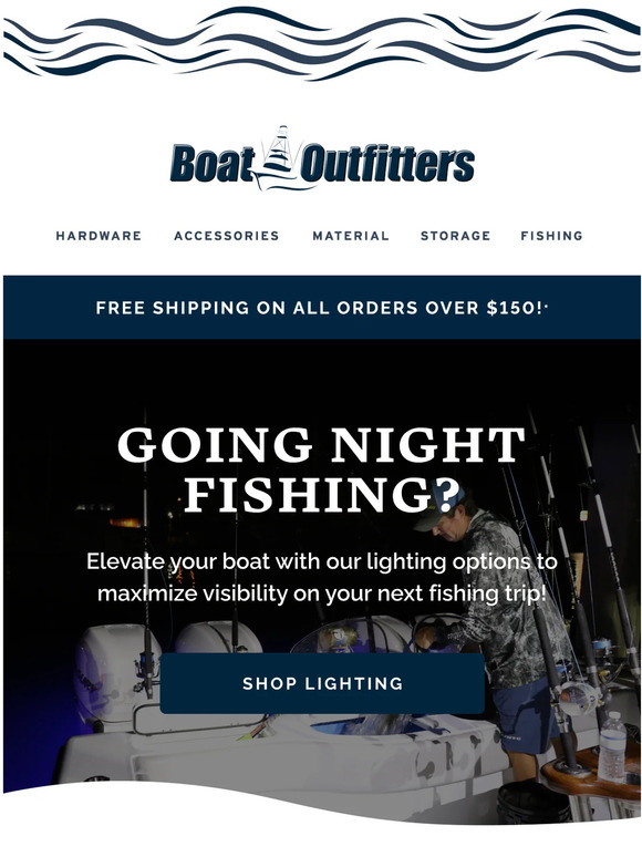 Boat Outfitters Fishing at night Milled