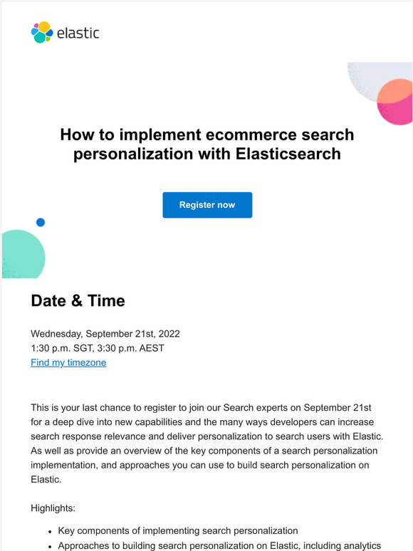 Elastic last chance to register how to implement search