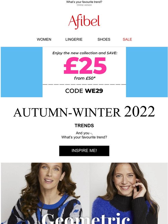 Season’s trends with £25 off your order