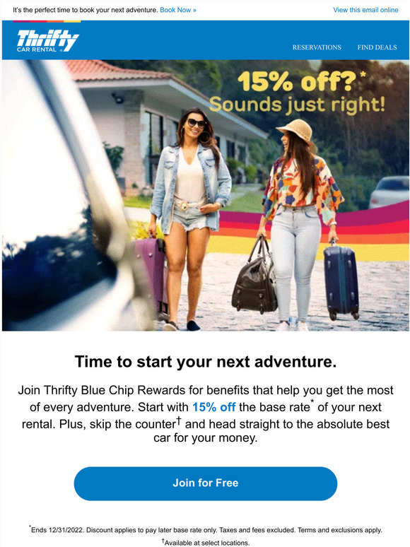 Thrifty RentACar System, Inc. 15 off just for joining? That’s just