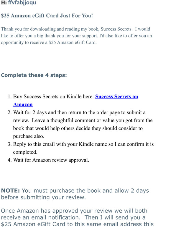 Thank you from Success Secrets