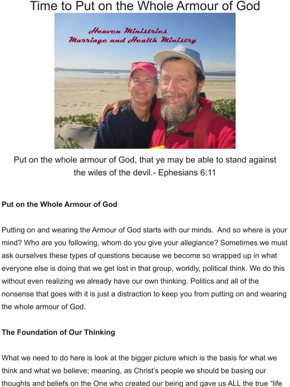 Time to Put on the Whole Armour of God