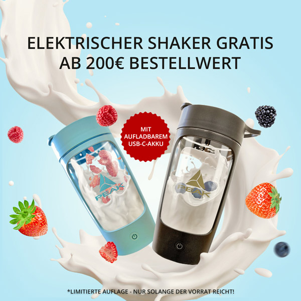 Peak Sportnahrung günstig kaufen Gratis* ein elektrischer Shaker