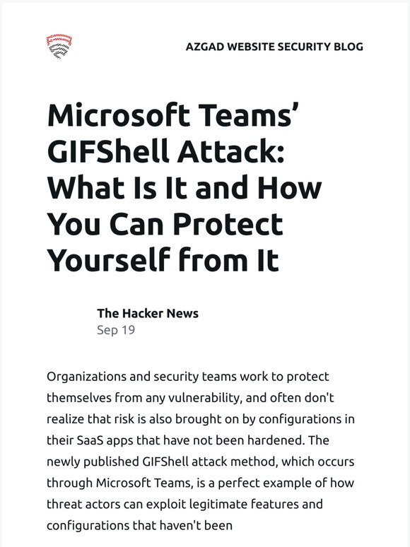 AZGAD Security: [New post] Microsoft Teams’ GIFShell Attack: What Is It ...