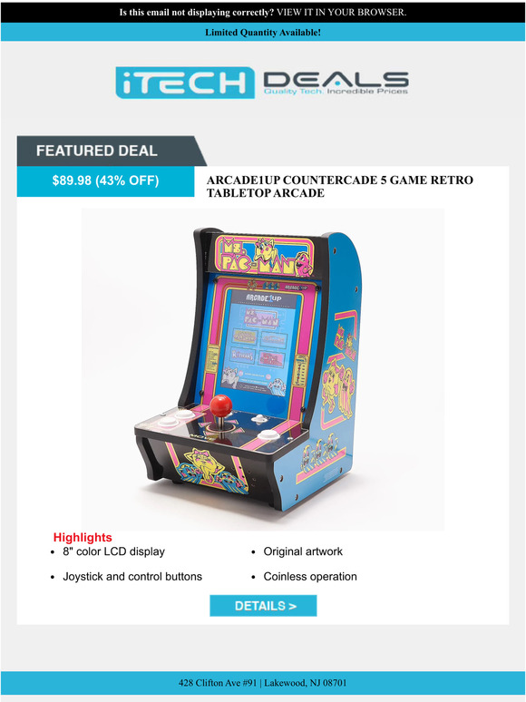 Arcade1Up Retro Tabletop Arcade 89 Milled