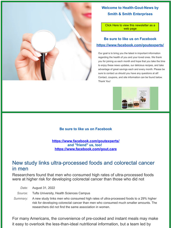gout cure US Gout Care News New study links ultraprocessed foods and
