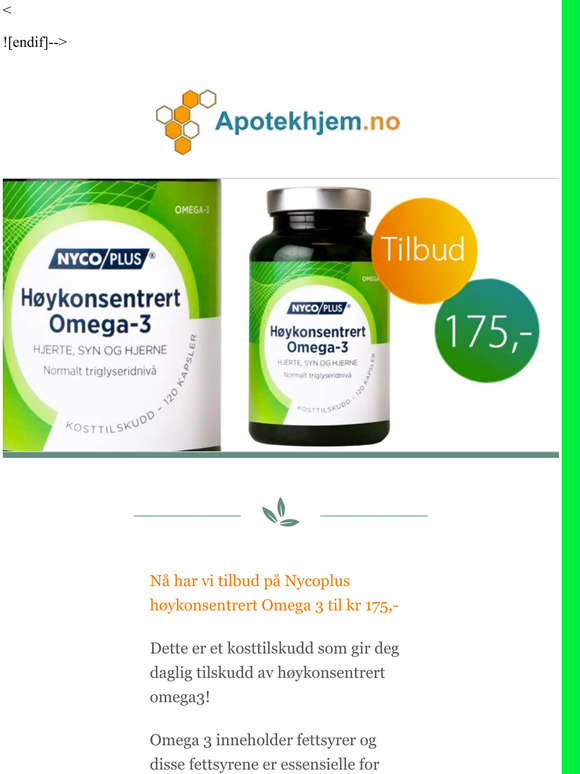 Omega 3 inneholder fettsyrer som er essensielle for kroppen