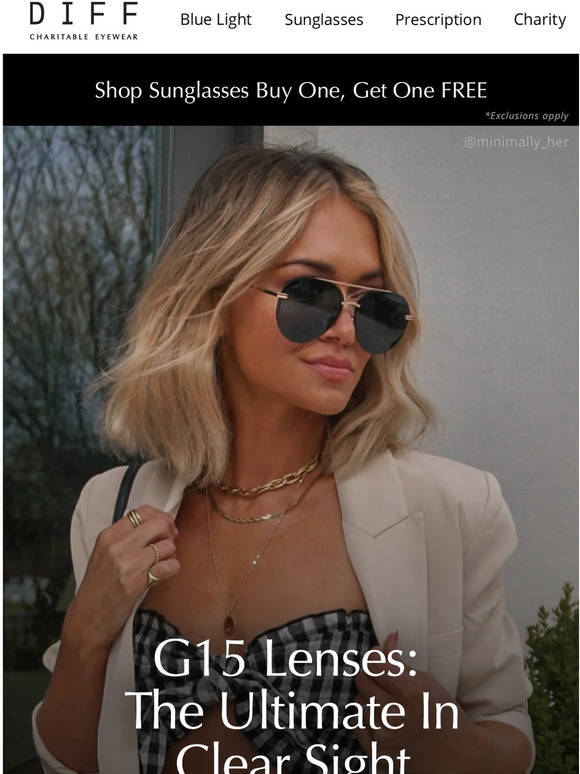 DIFF Eyewear Look Sharp, See Sharp With New G15 Lenses Milled