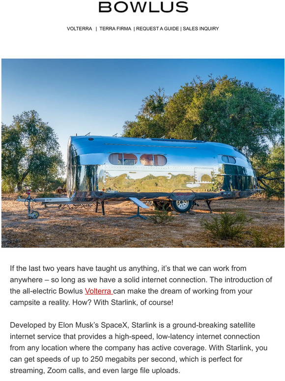 Bowlus Never Return to the Office Introducing Starlink Satellite