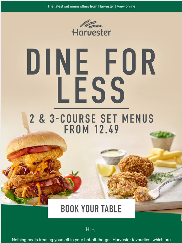 Harvester Table Booking Bite into these fresh Harvester set menus Milled