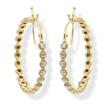 Diamond-Cut Sunburst Hoop Earrings 14K Yellow Gold 25mm
