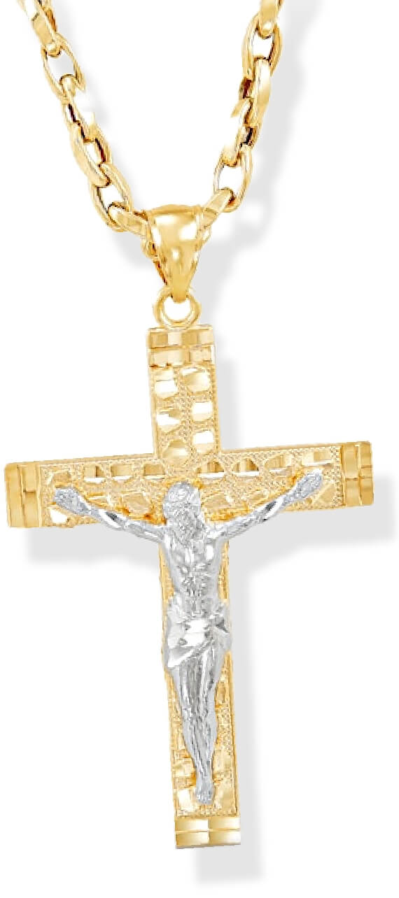Neck Men's Crucifix Cross Necklace 10K YG