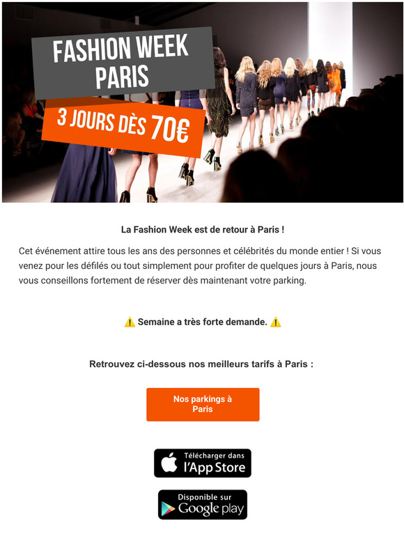 Nos parkings pour la Fashion Week de Paris ! 👠​