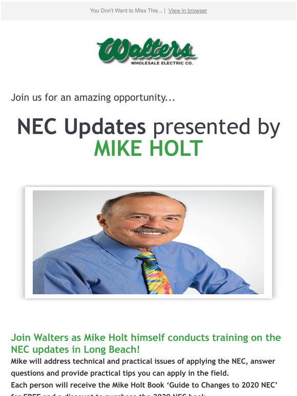 You can meet Mike Holt!