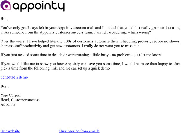 You are halfway through your Appointy trial!