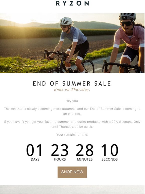 End of Summer Sale / Ends on Thursday.