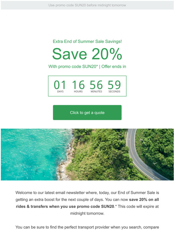 Save 20% on all rides for a limited time only