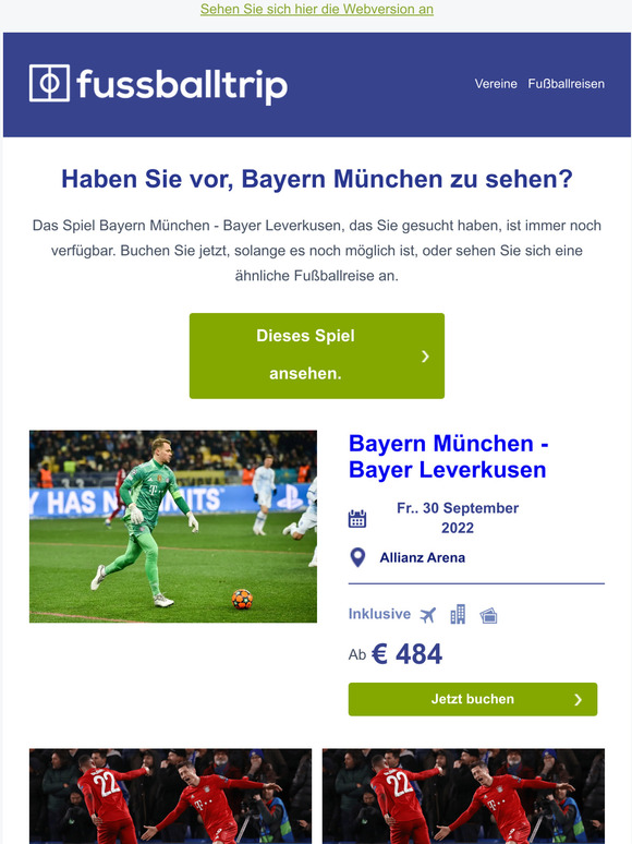 Jetzt immer noch verfügabr: Bayern München - Bayer Leverkusen