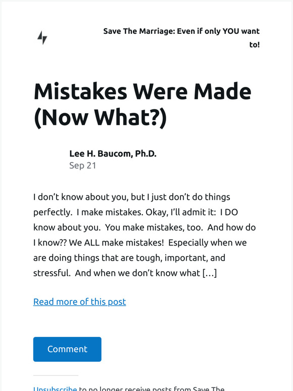[New post] Mistakes Were Made (Now What?)