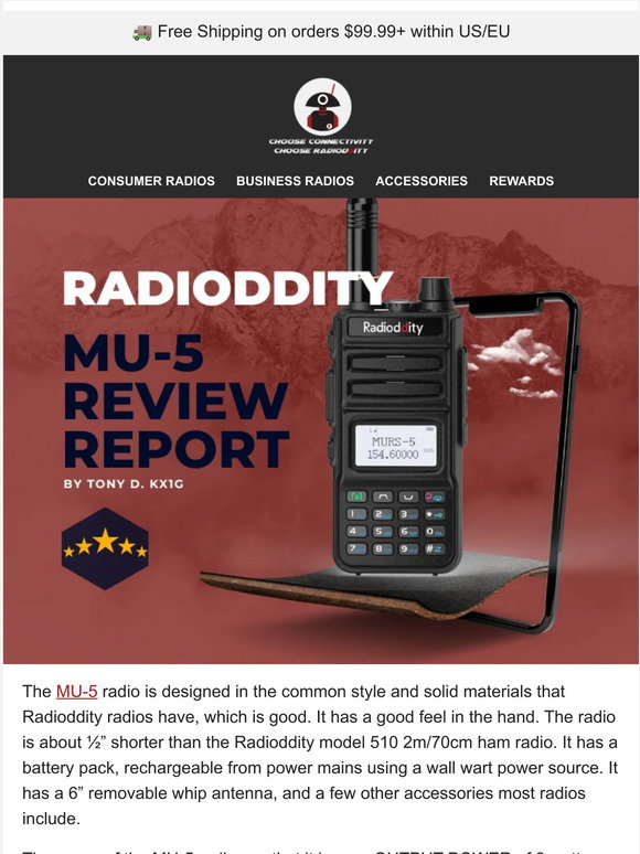 Radioddity Radioddity MU5 MURS Radio Review Report Milled