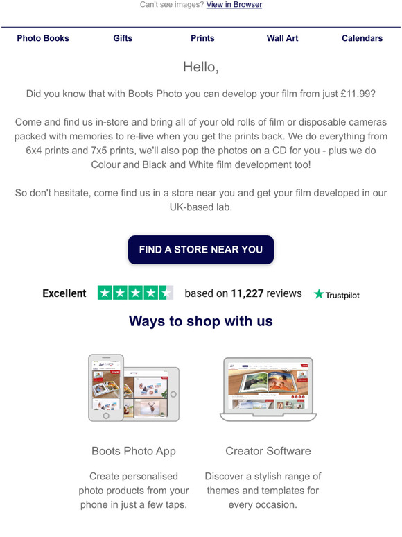 Boots Photo Disposable Cameras and more, get your film developed! Milled