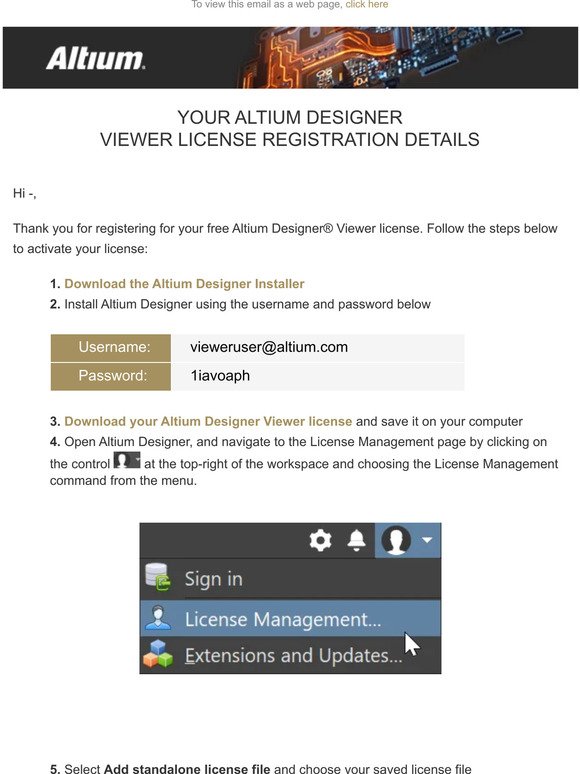Your Viewer License Registration Details