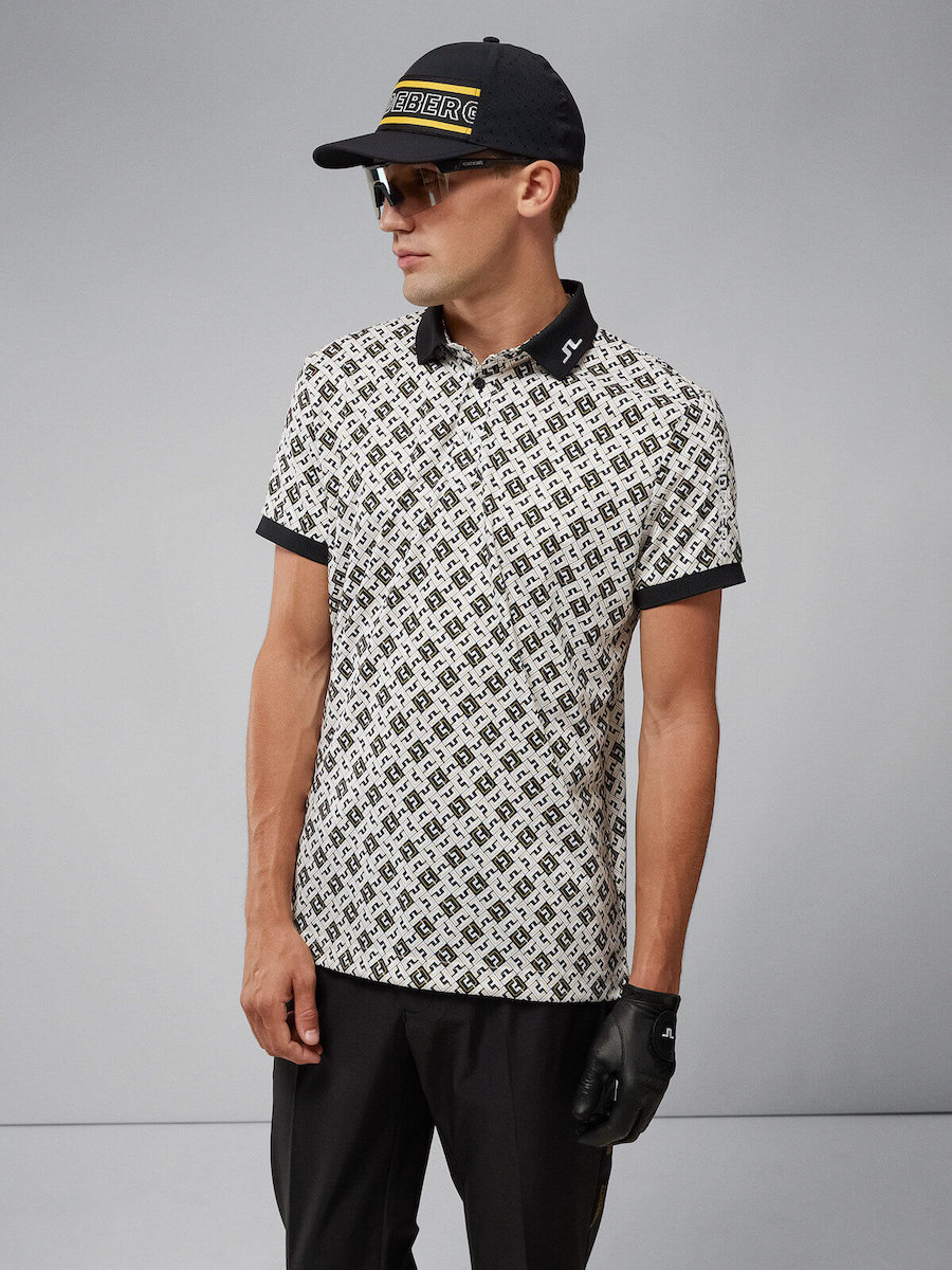 Grey KV monogram-print polo shirt, J.Lindeberg