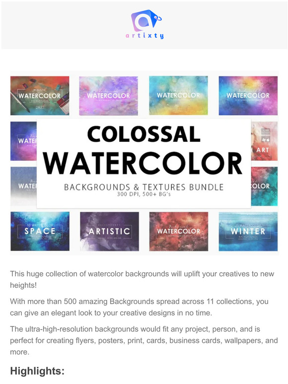 Artixty: The Colossal Watercolor Backgrounds Bundle Is Here! | Milled
