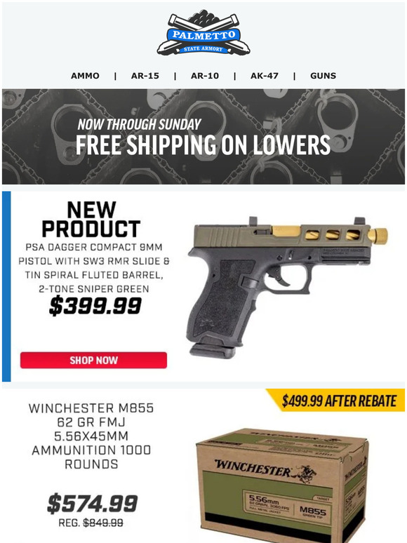 Palmetto State Armory Winchester Ammo Rebate! Winchester M855 62gr 5