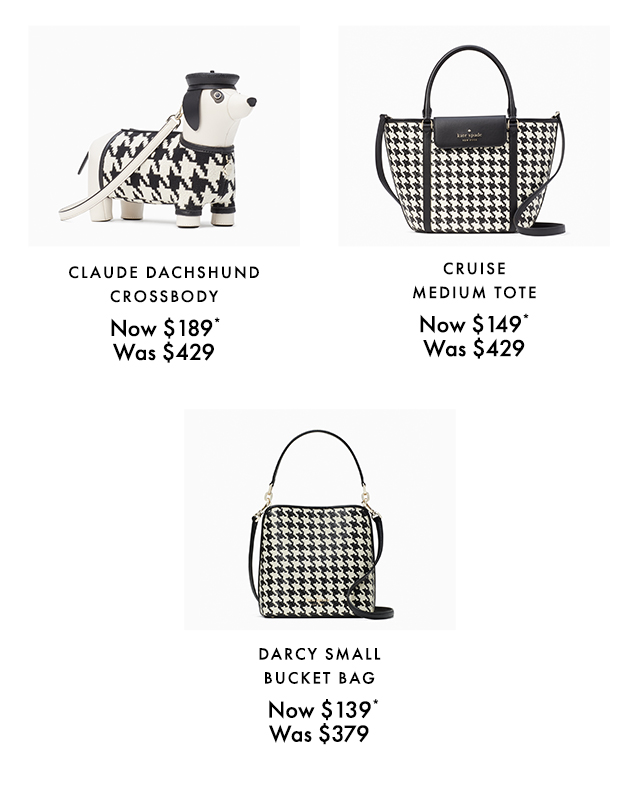 KATE SPADE CLAUDE DACHSHUND HOUNDSTOOTH CROSSBODY (WHITE/Black