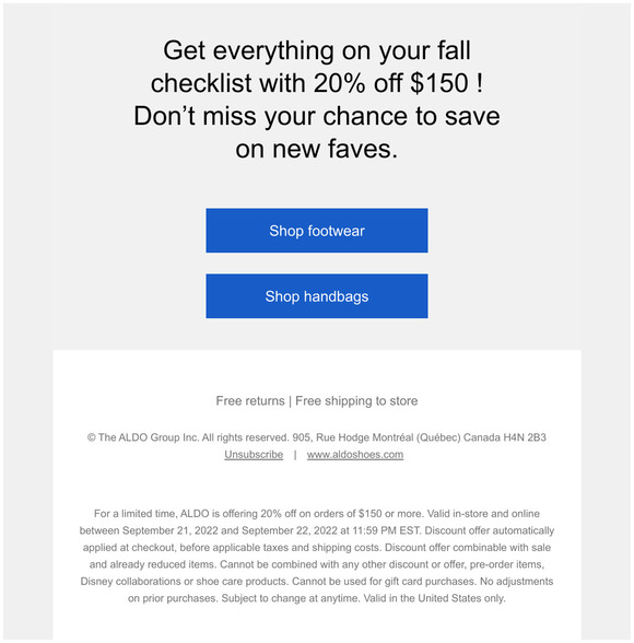 ALDO Shoes Last day 20 off your order Milled