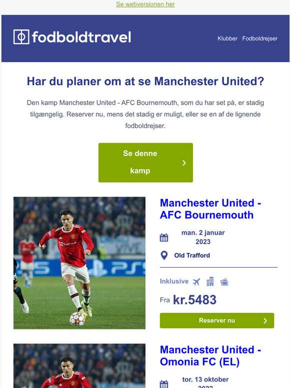 Nu stadig tilgængelig: Manchester United - AFC Bournemouth